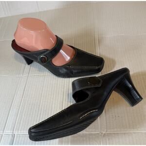 Aerosoles Aerology Size 9 Leather Black Square Toe Leather Mule Slip On